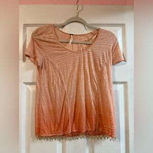 Free People Coral Patterned Short Sleeve Tee